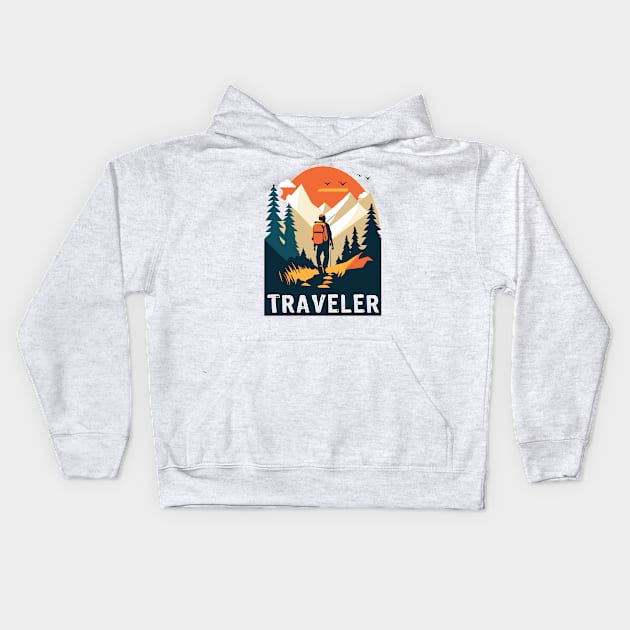 TRAVELER Kids Hoodie by MusicianCatsClub